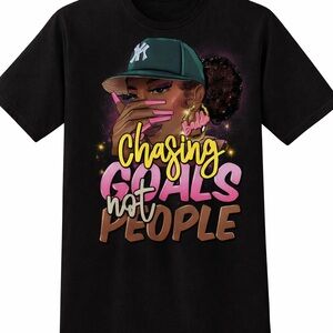Graphic Black Tee - Chasing Goals Design